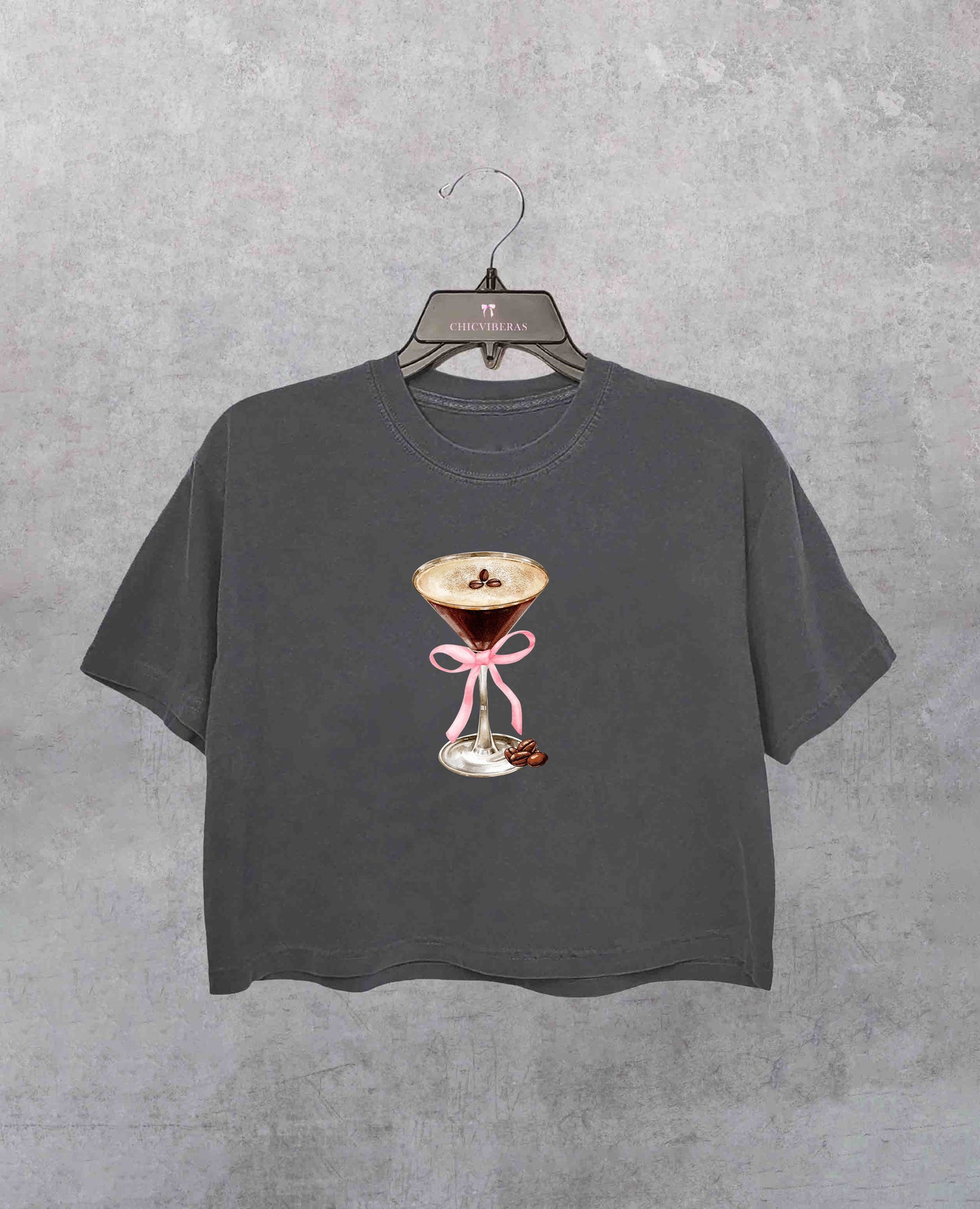 Espresso Martini Pink Bow Crop Shirt