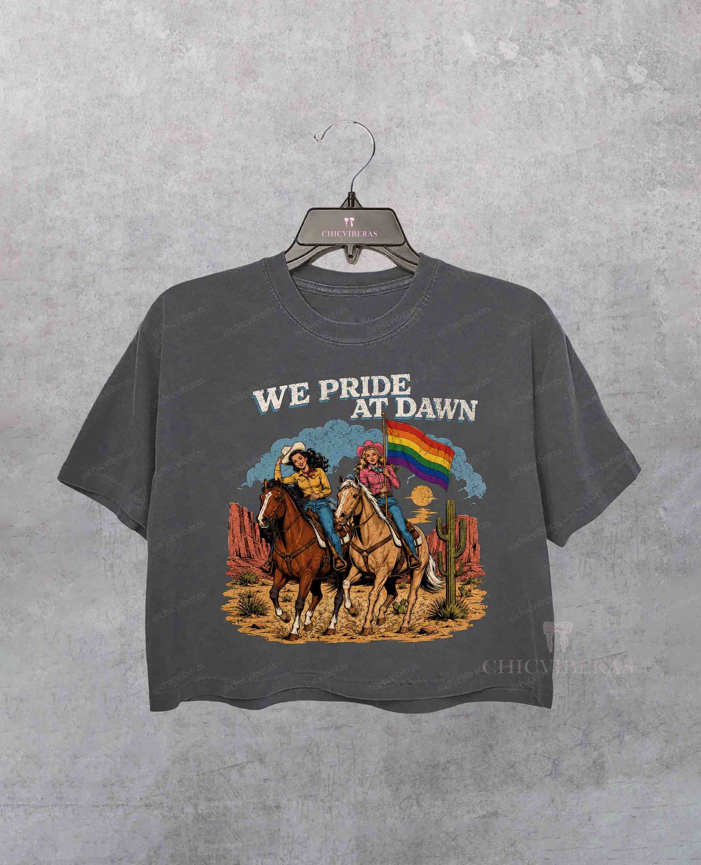 Lesbian Cowgirl Pride Crop Shirt