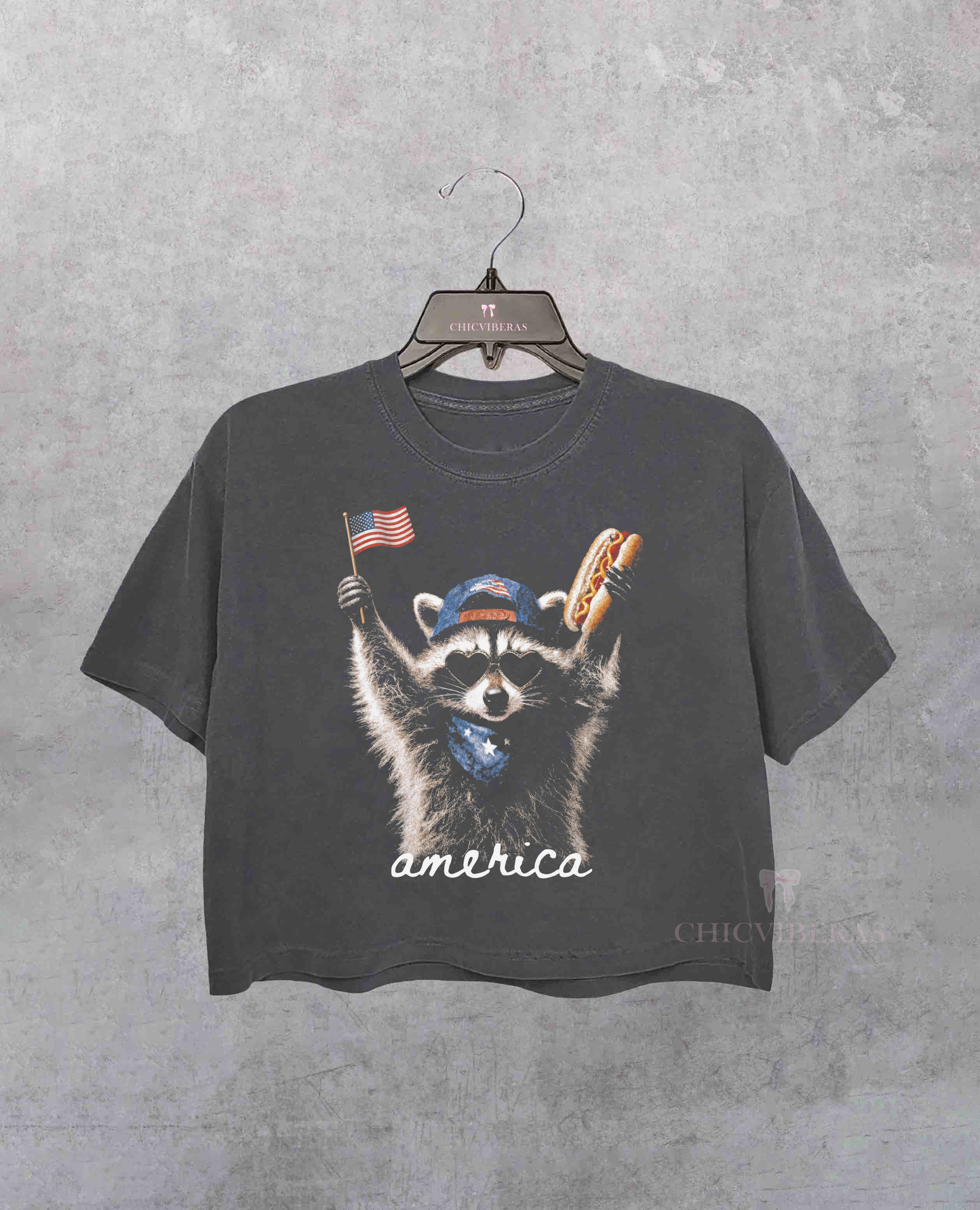 Feral & Free Racoon 4th of July Crop Shirt