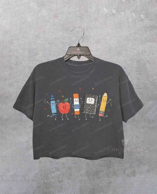 Funny Teacher Life Back To School Crop Shirt