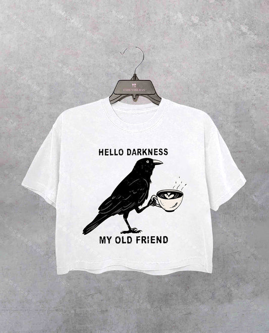 Raven Crow Coffee Halloween Coffee Lover Crop Shirt