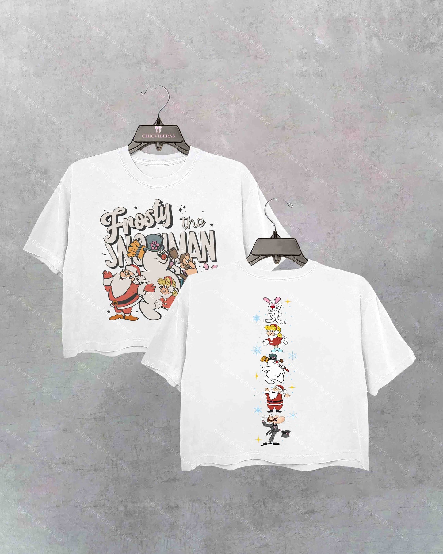 Christmas Frosty The Snowman 2 Side Crop Shirt