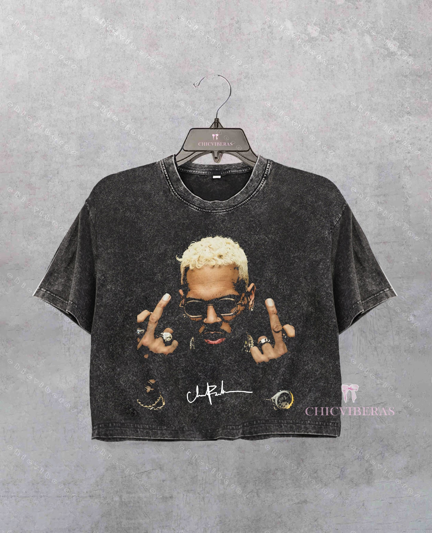 Chris Brown Vintage Middle Finger Crop Shirt