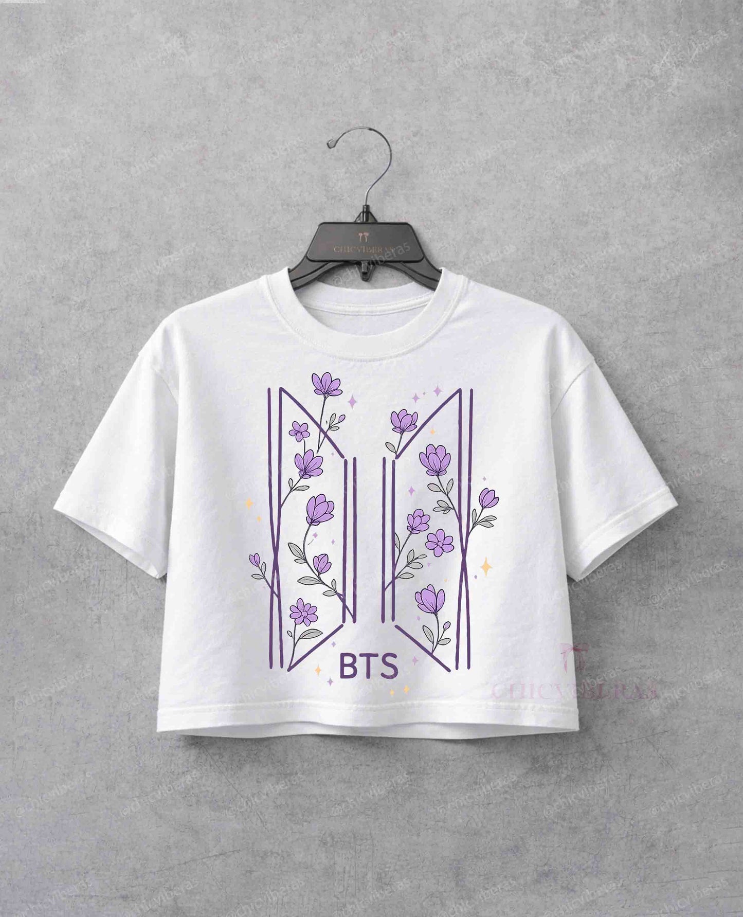 Purple Flower BTS Crop Shirt