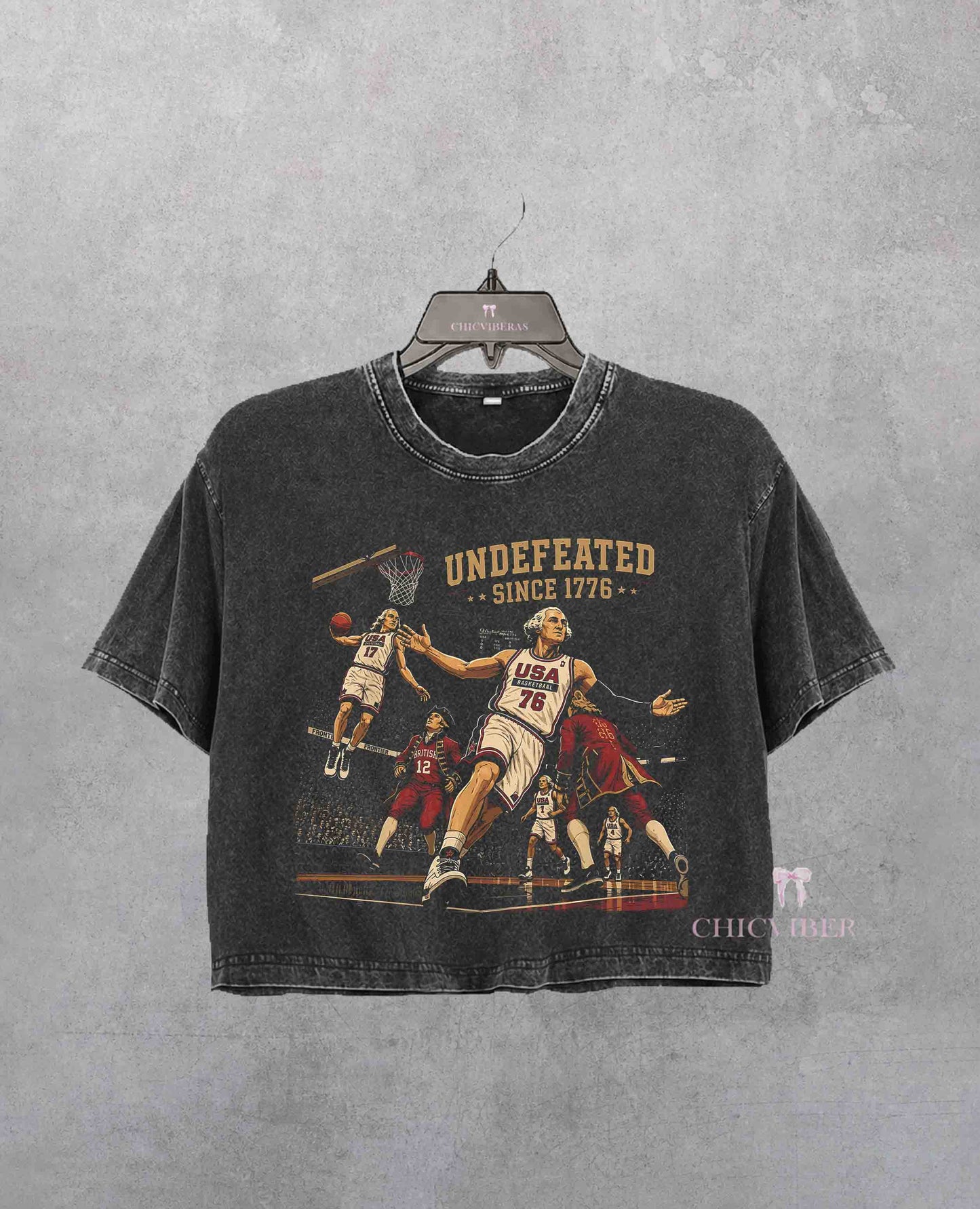Funny 4th of July Basketball Undefeated Since 1776 250 Years Crop Shirt
