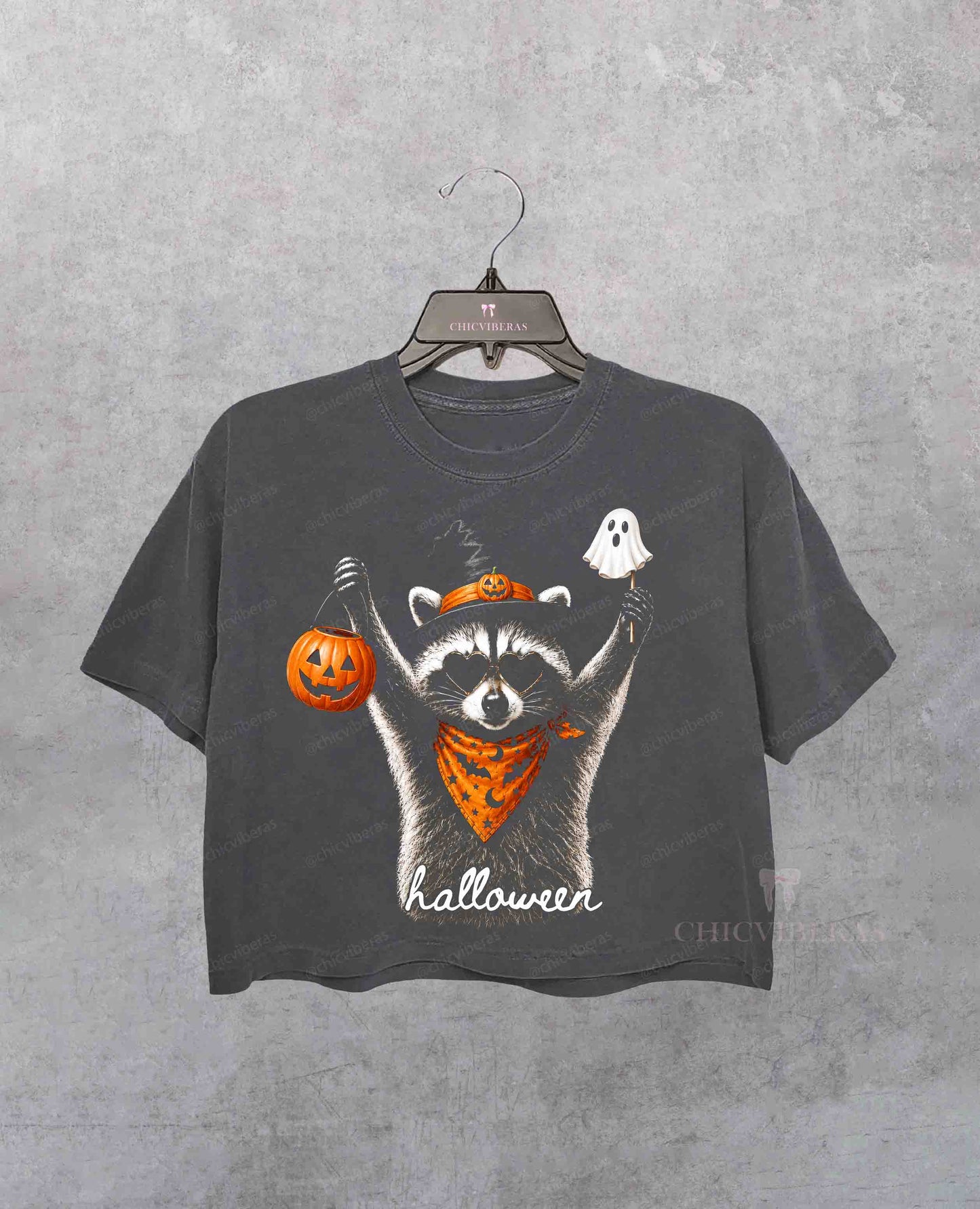Halloween Raccoon Spooky Autumn Crop Shirt