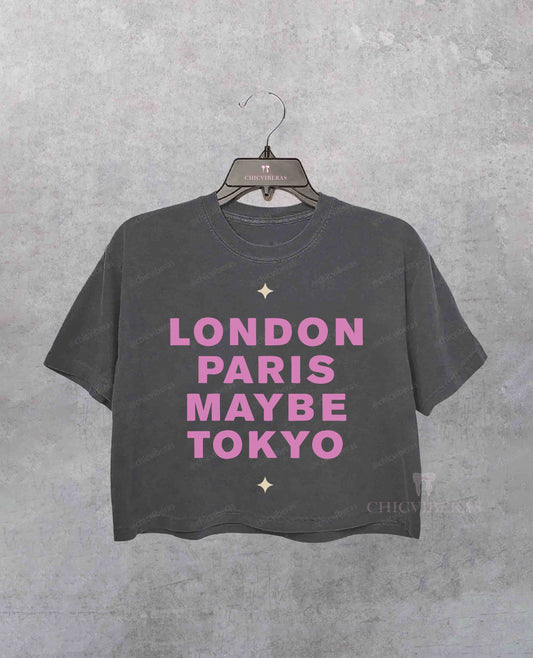 London Paris Maybe Tokyo Crop Shirt