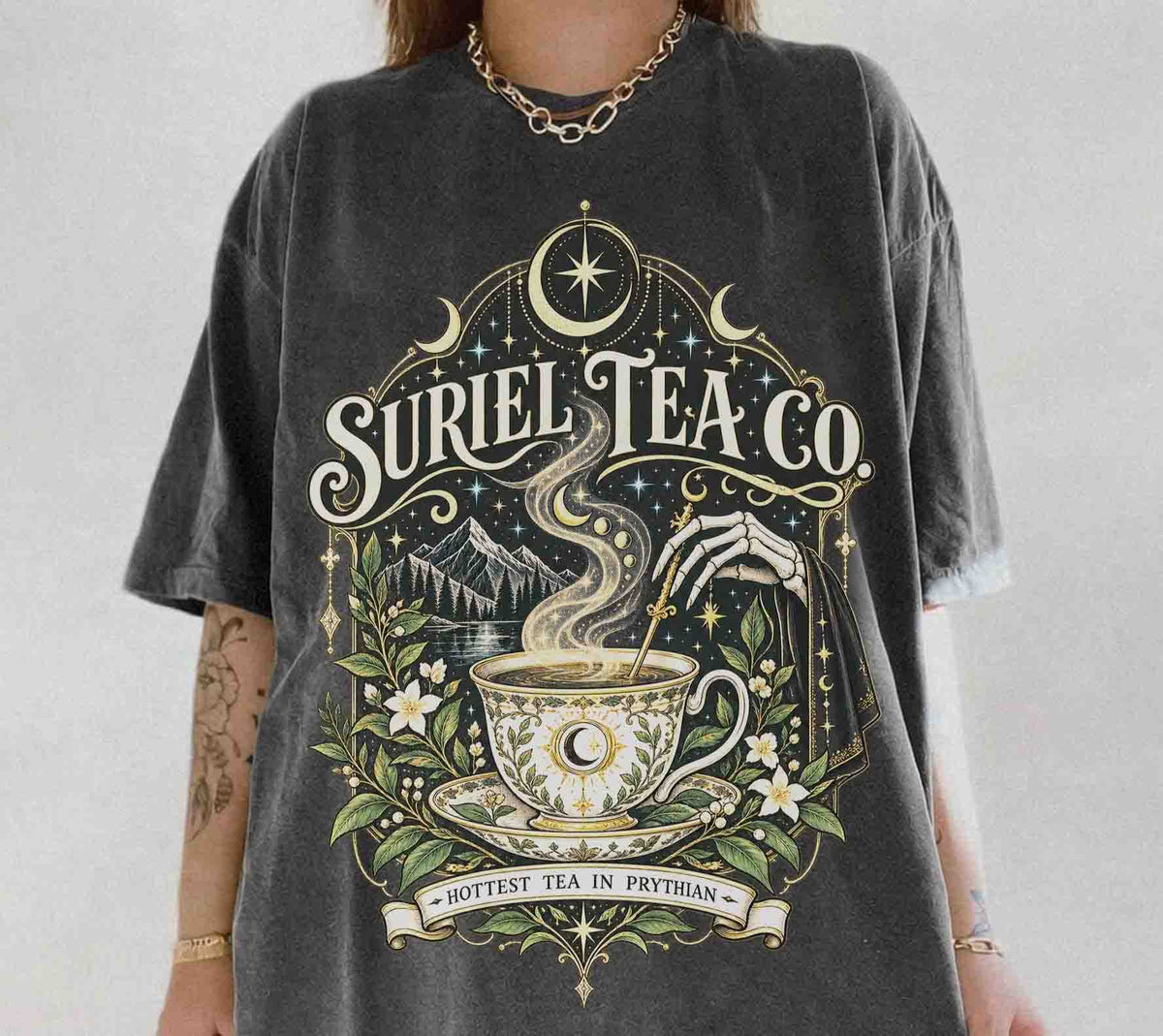 Suriel Tea Co Hottest Tea in Prythian Floral Tee
