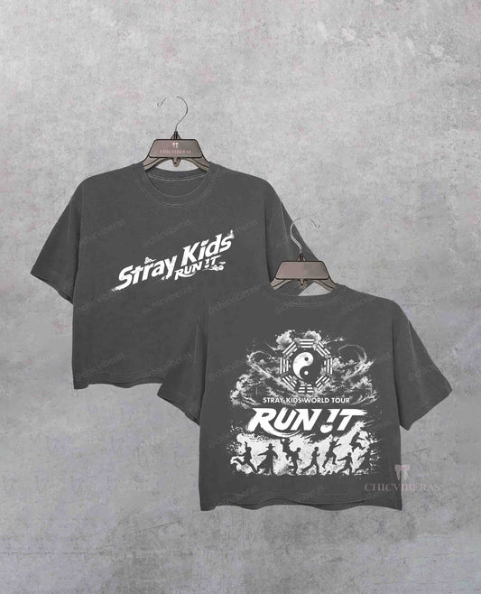Stray Kids World Tour Run It Crop Shirt