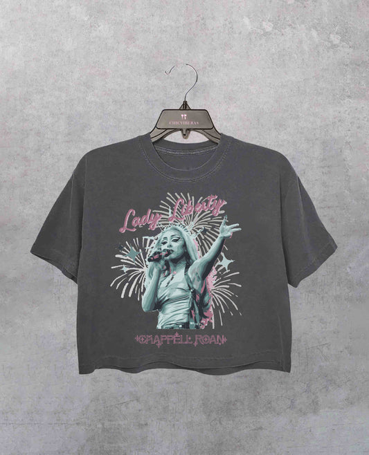 Chappell Roan Gov Ball Lady Liberty Crop Shirt