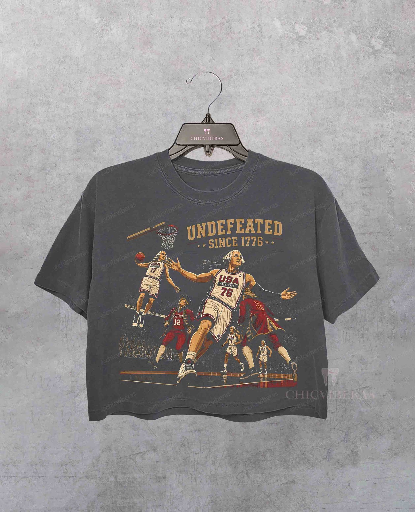 Funny 4th of July Basketball Undefeated Since 1776 250 Years Crop Shirt