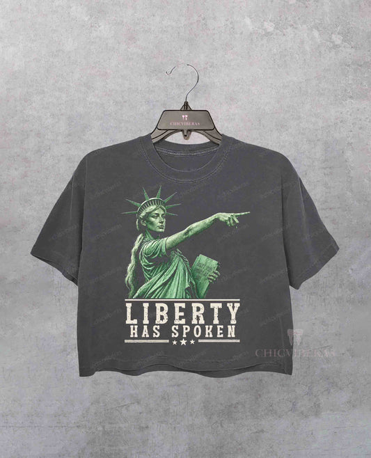 Lady Liberty Point God Basketball Sophie Crop Shirt