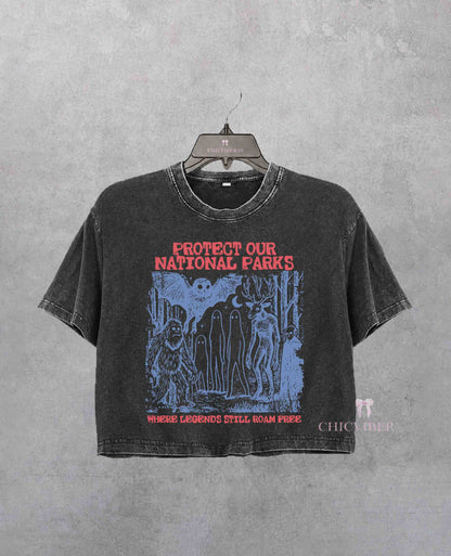 Protect Our National Parks Camping Hiking Crop Shirt
