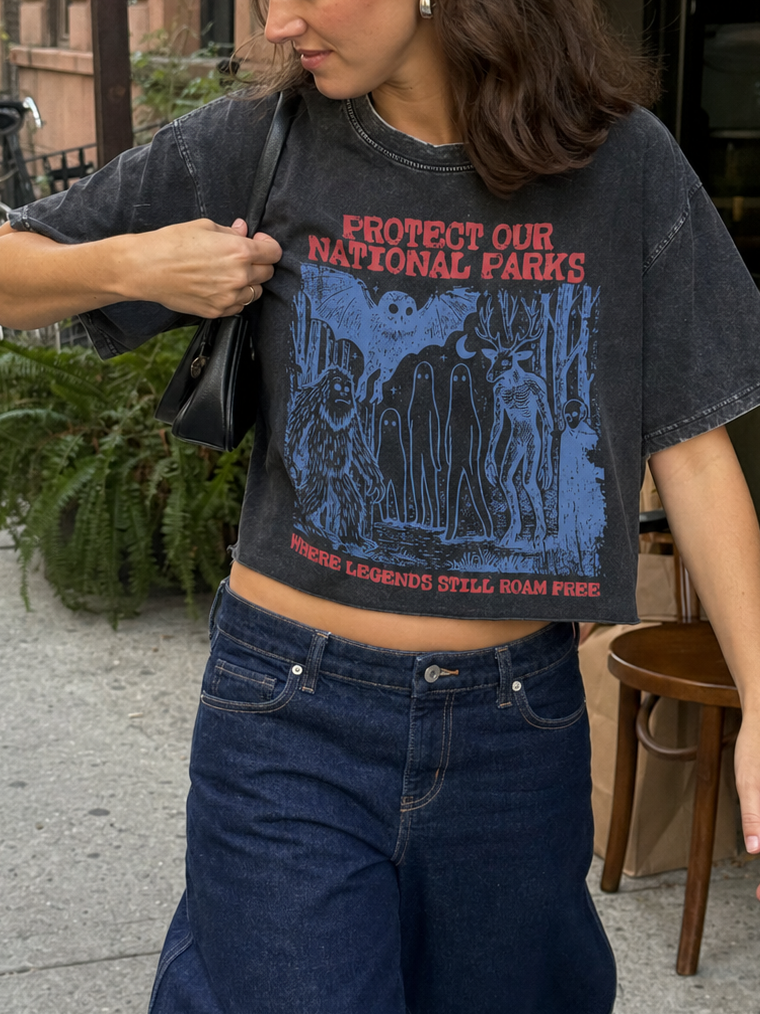 Protect Our National Parks Camping Hiking Crop Shirt
