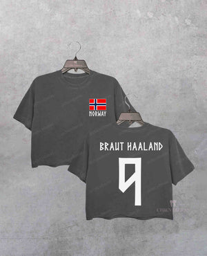 Retro Haaland 9 Norway Soccer Crop Shirt