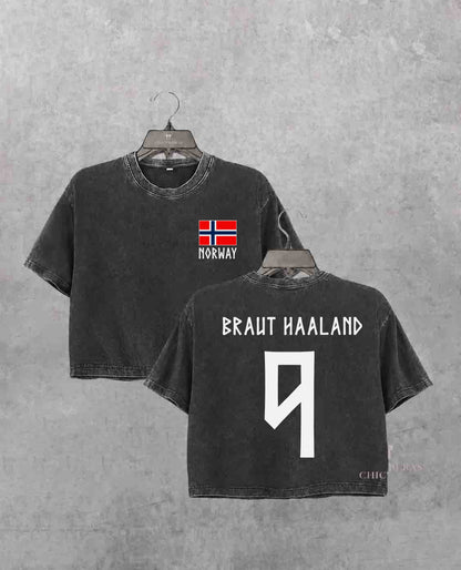 Retro Haaland 9 Norway Soccer Crop Shirt
