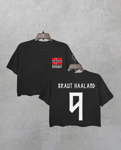 Retro Haaland 9 Norway Soccer Crop Shirt