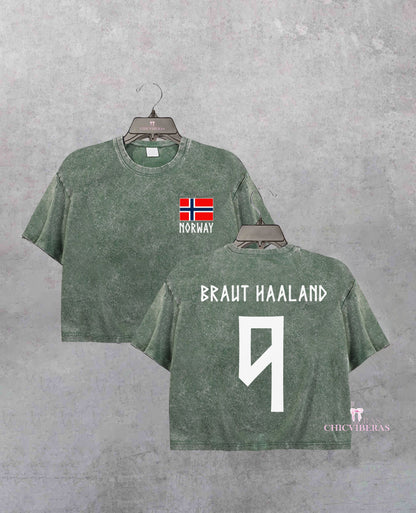 Retro Haaland 9 Norway Soccer Crop Shirt