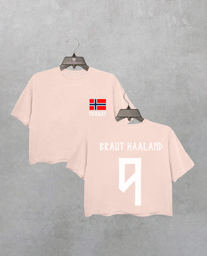 Retro Haaland 9 Norway Soccer Crop Shirt