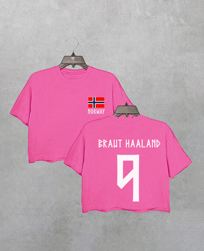 Retro Haaland 9 Norway Soccer Crop Shirt