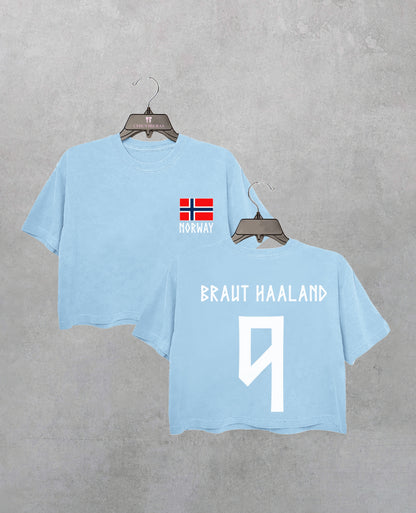 Retro Haaland 9 Norway Soccer Crop Shirt