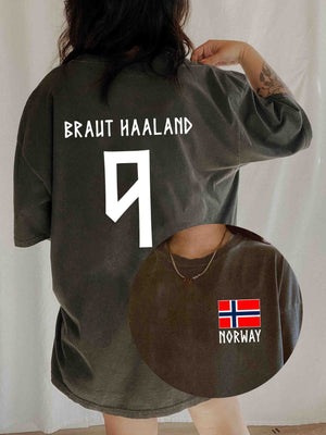 Retro Haaland 9 Norway Soccer Tee