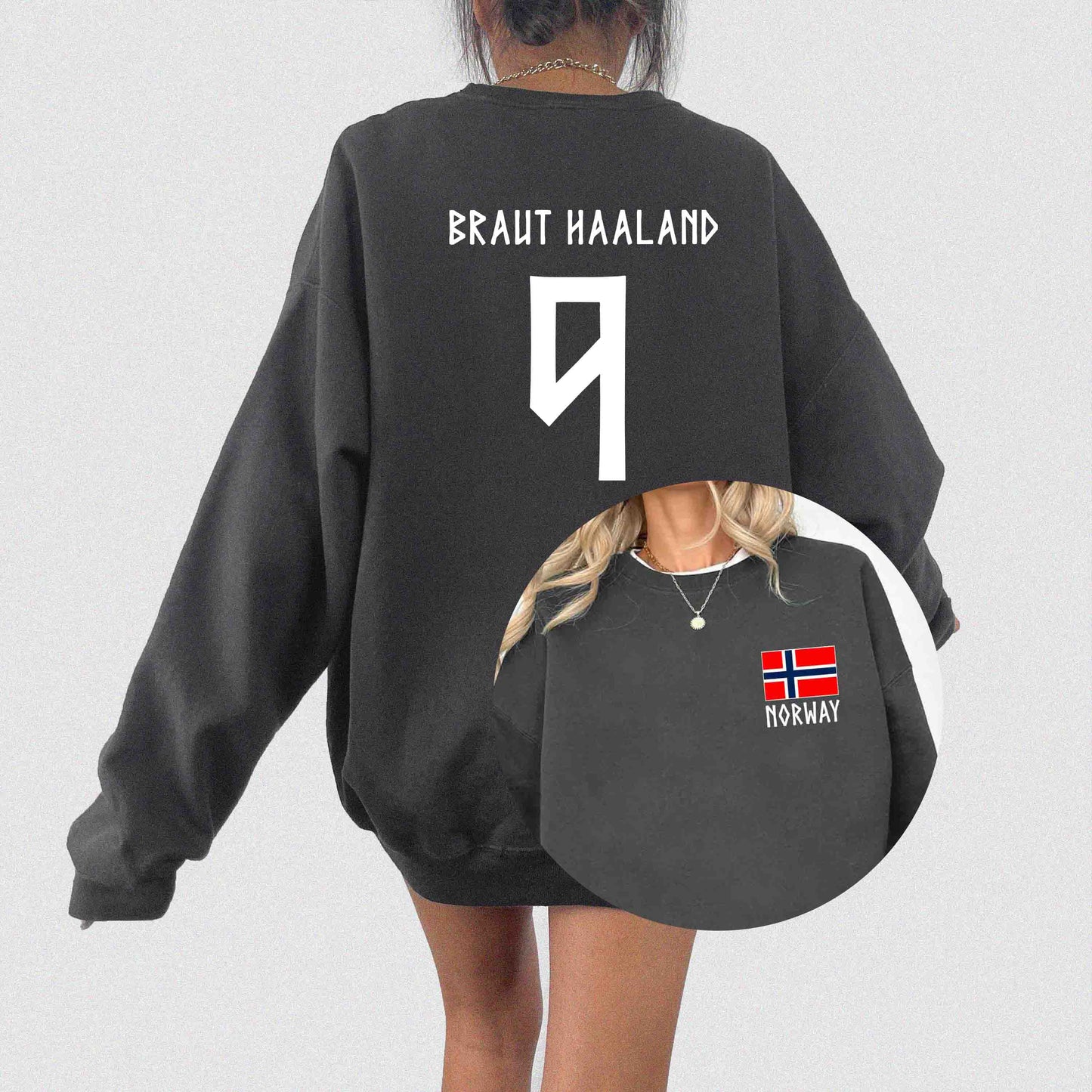 Retro Haaland 9 Norway Soccer Crewneck