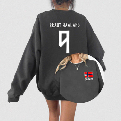 Retro Haaland 9 Norway Soccer Crewneck
