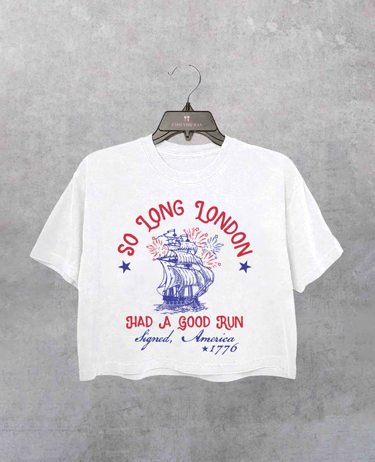 So Long London 4th of July Crop Shirt