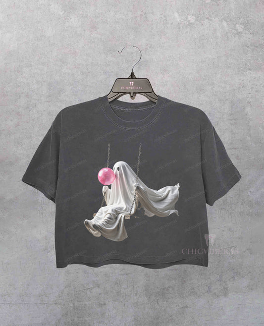 Ghost Swinging Bubblegum Crop Shirt