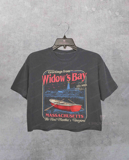 Greetings From Widow’s Bay Crop Shirt