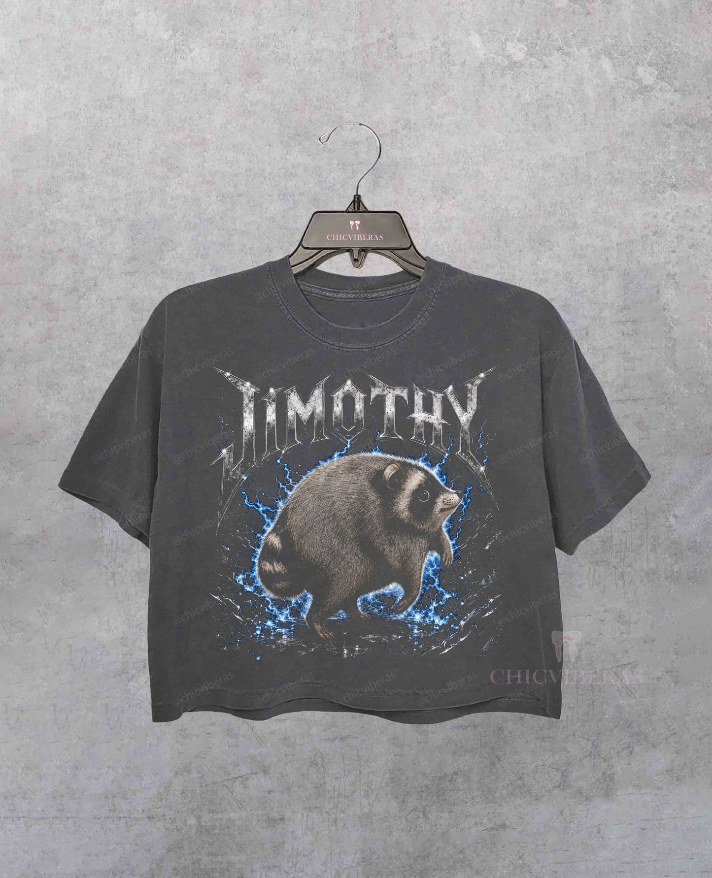 Jimothy Raccoon Metal Heavy Metal Trash Panda Crop Shirt