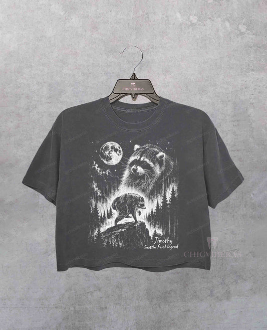 Vintage Jimothy Raccoon Seattle Feral Legend Crop Shirt