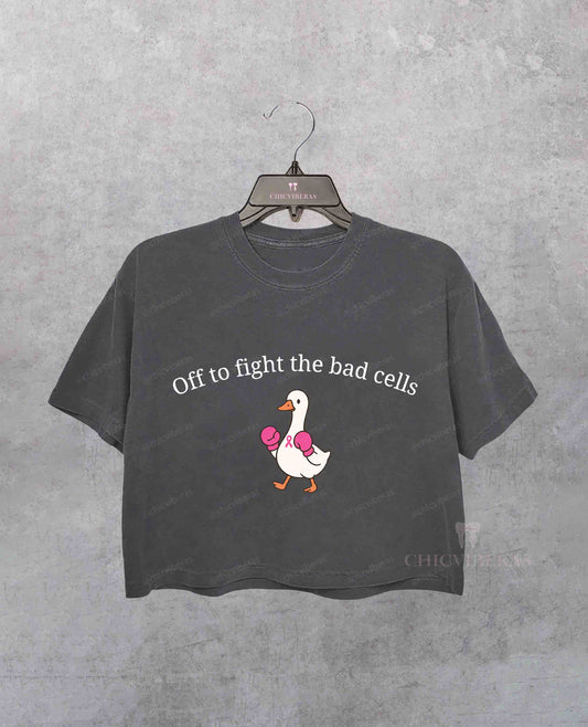 Off To Fight The Bad Cells Crop Shirt