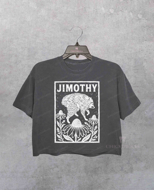 Trendy Raccoon Meme Crop Shirt