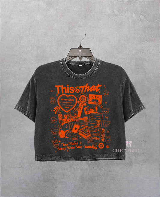 Stray Kids Run It This & That Tracklist Retro Crop Shirt
