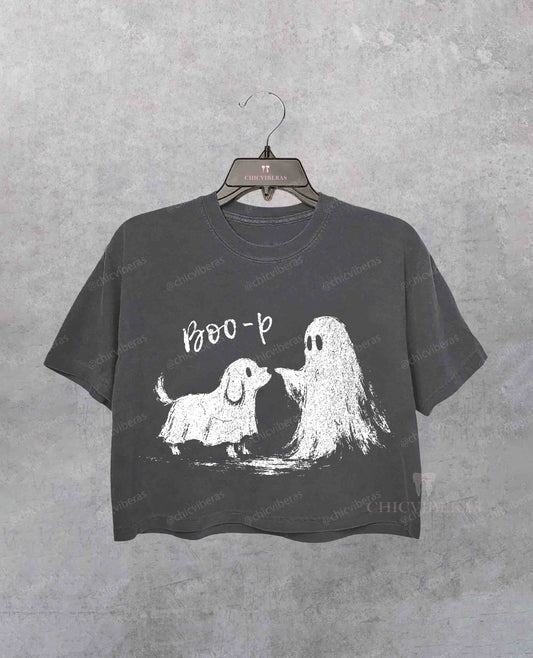 Boo-P Ghost Dog Cute Halloween Dog Crop Shirt