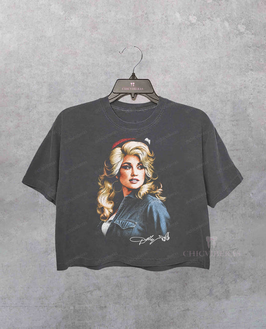 Dolly Parton Retro Country Music Memorial Crop Shirt