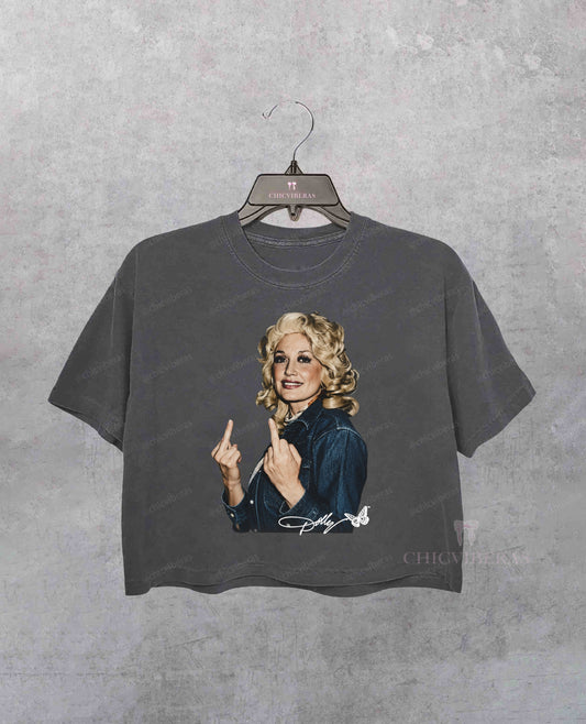 Vintage Memory Dolly Parton Cowboy Music Crop Shirt