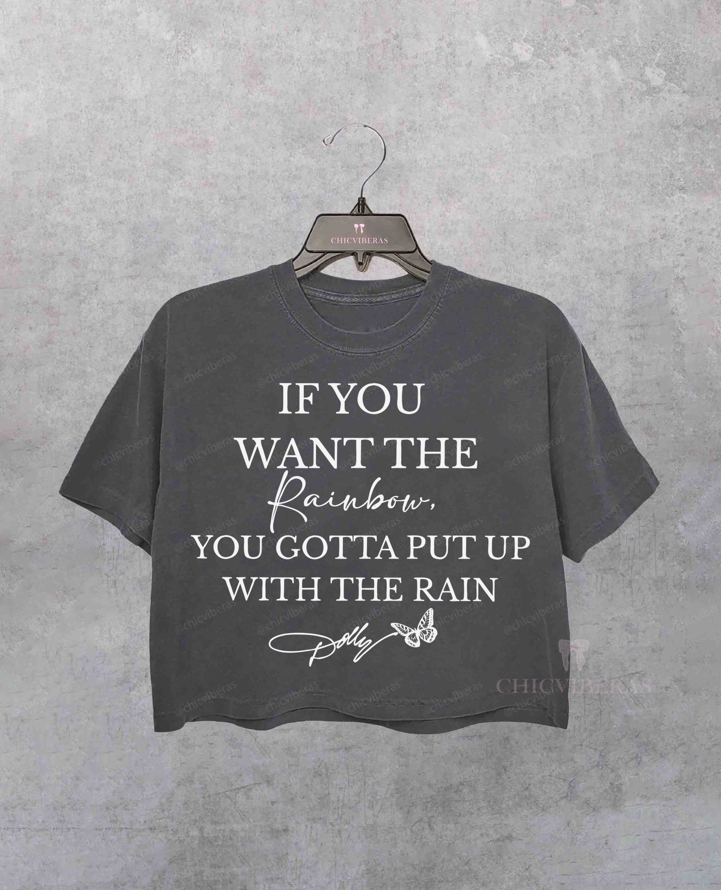 Dolly Parton Rainbow Signature Vintage Music Crop Shirt