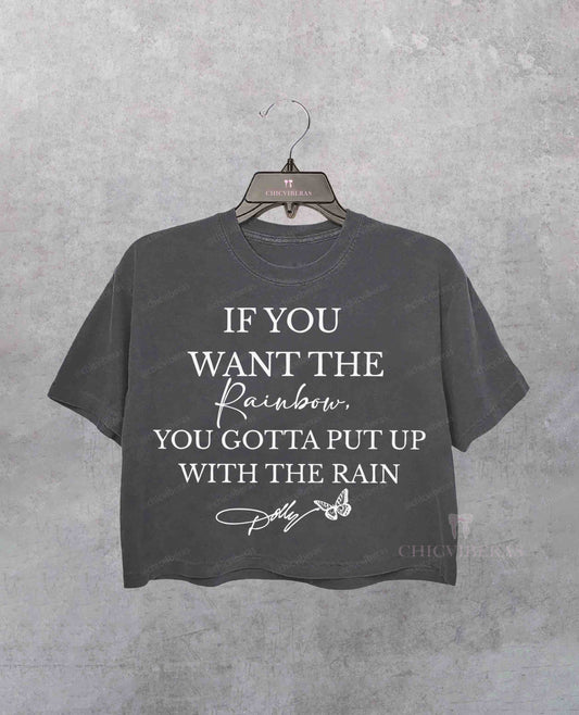 Dolly Parton Rainbow Signature Vintage Music Crop Shirt