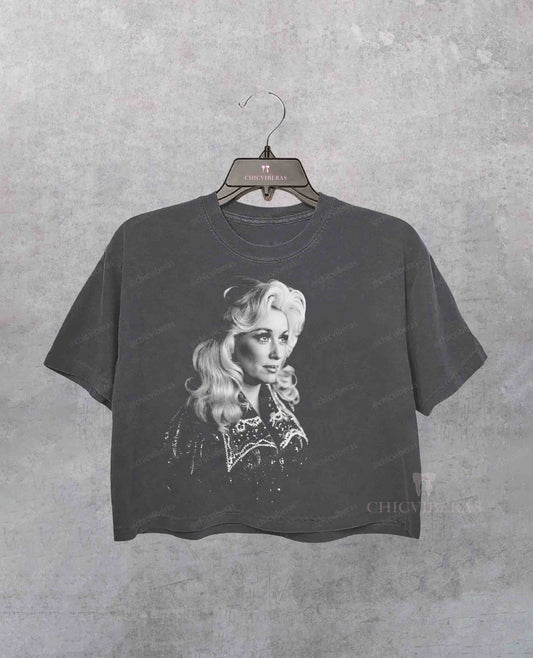 Vintage Dolly Parton Tribute Country Music Legend Crop Shirt
