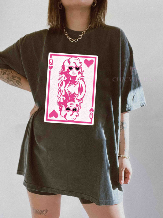Queen of Hearts Valentine Pink Dolly RIP Tee