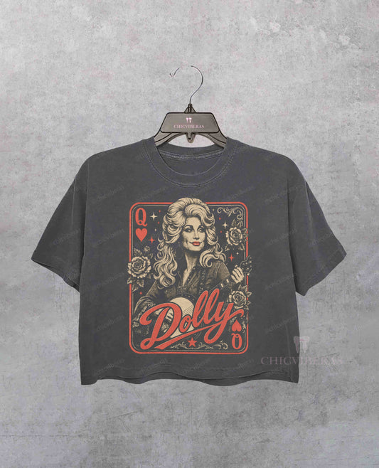 Retro Western RIP Dolly Parton Crop Shirt