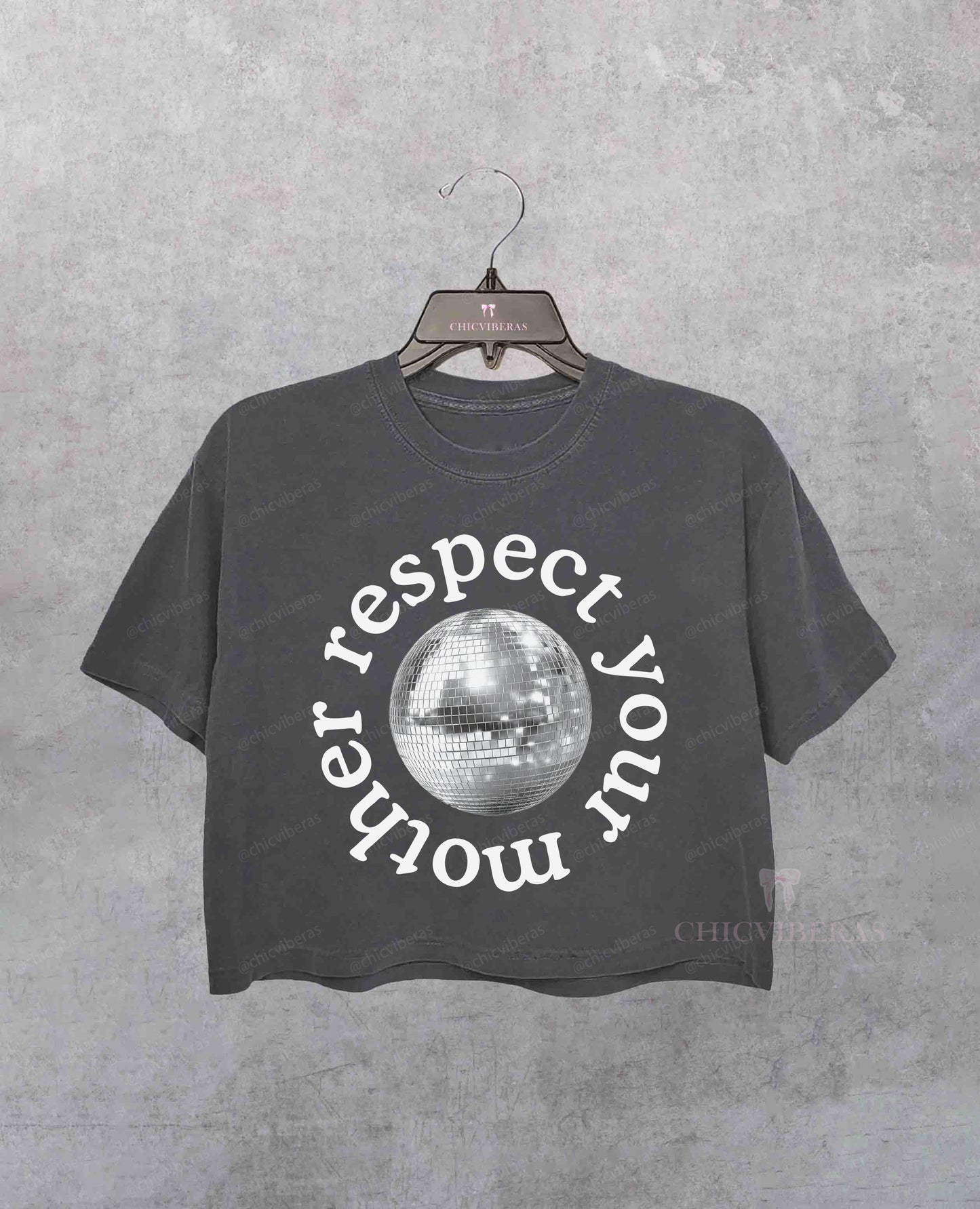 Disco Ball Respect Your Mother Crop Shirt