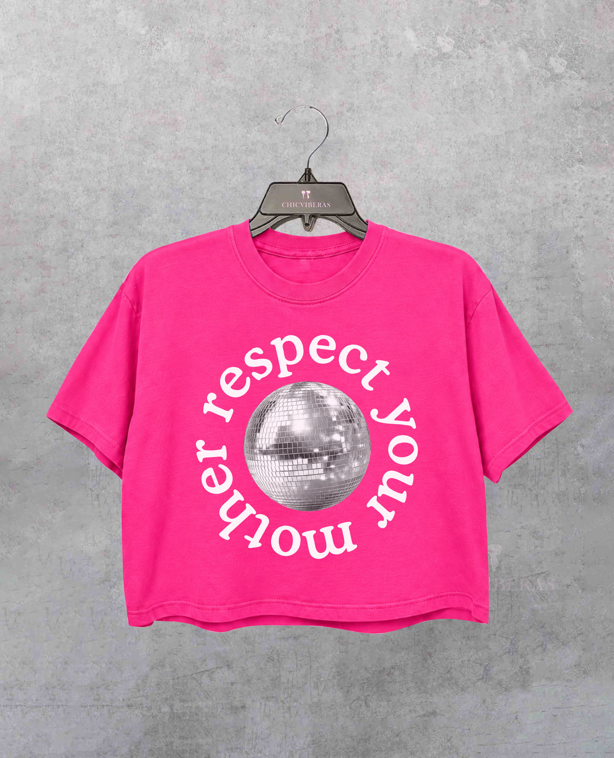 Disco Ball Respect Your Mother Crop Shirt
