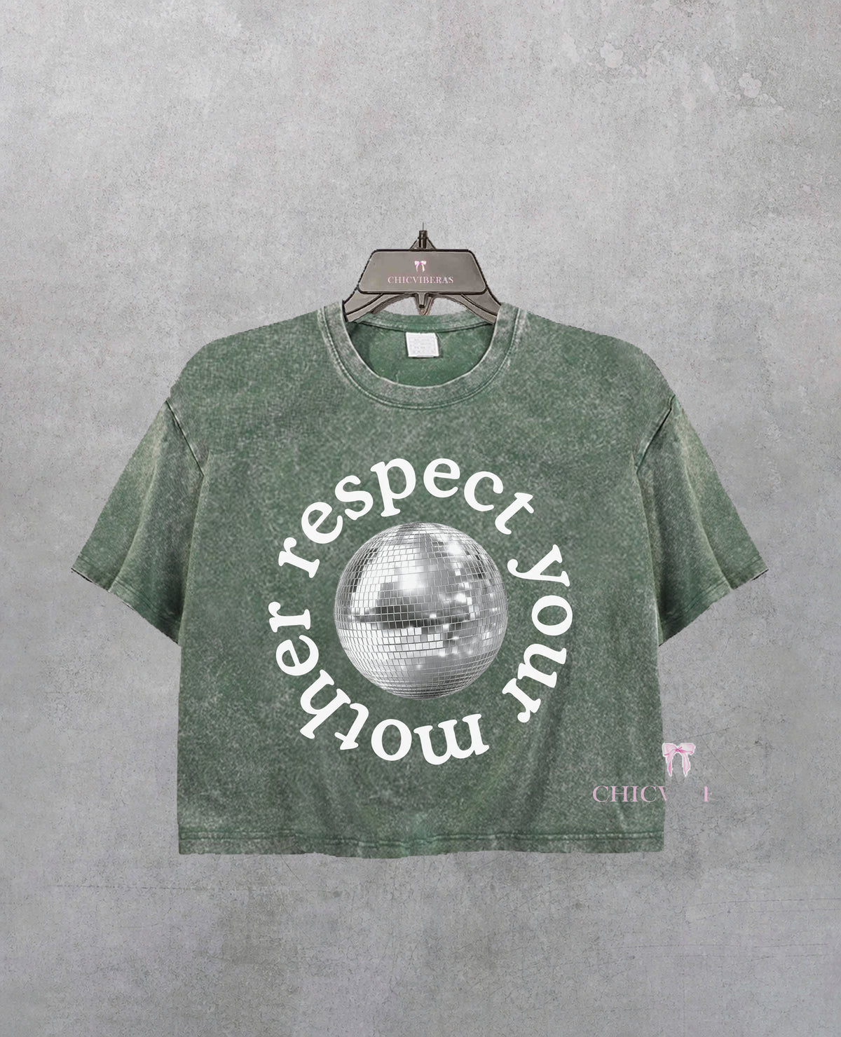 Disco Ball Respect Your Mother Crop Shirt