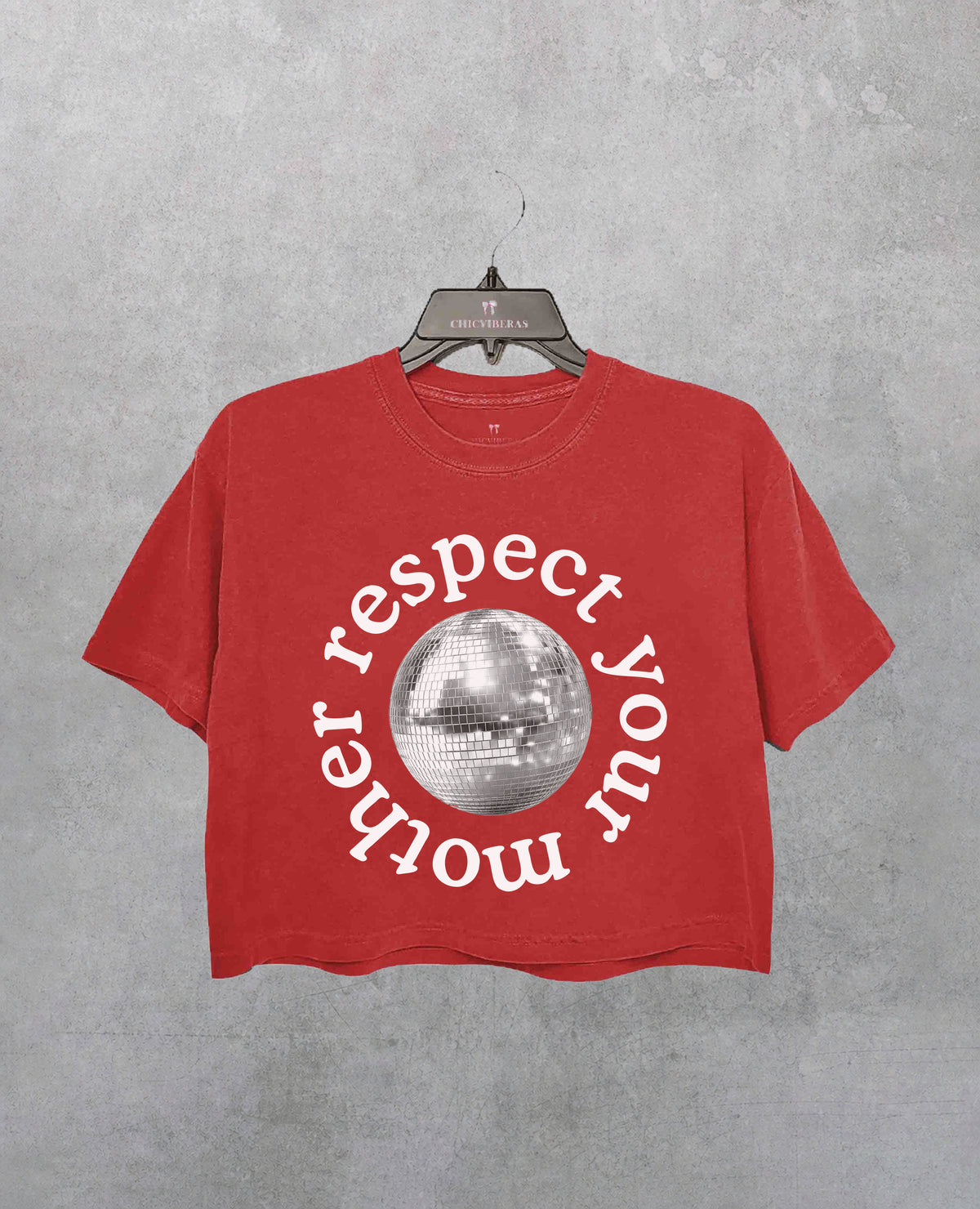 Disco Ball Respect Your Mother Crop Shirt