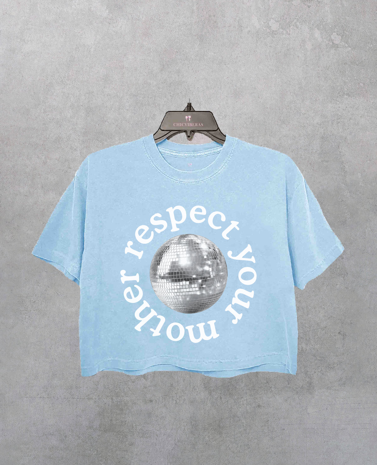 Disco Ball Respect Your Mother Crop Shirt