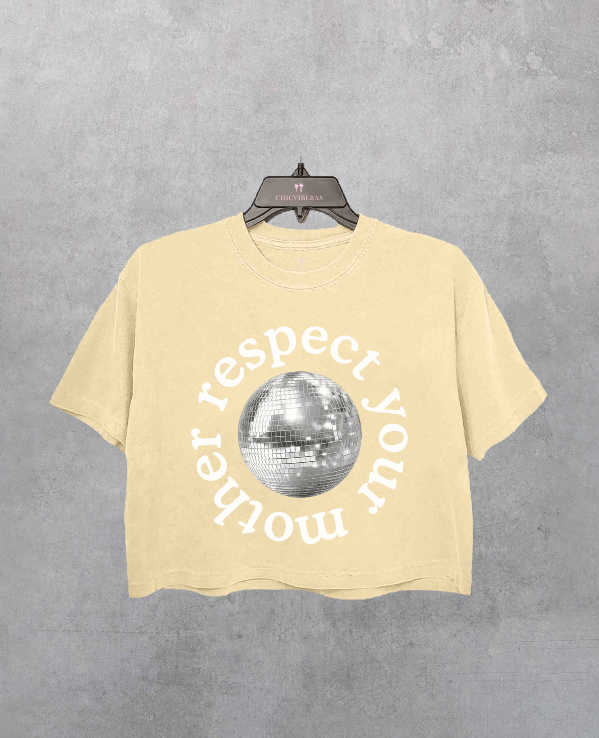 Disco Ball Respect Your Mother Crop Shirt